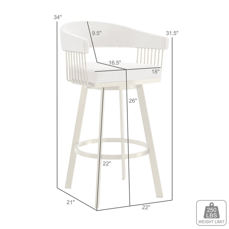 Chelsea 26" Swivel Counter Stool with Gold Brushed Stainless Steel and Anchor Gray Fabric - Furniture City (CA)l
