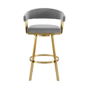 Chelsea 30" Swivel Bar Stool with Gold Brushed Stainless Steel and Anchor Gray Fabric - Furniture City (CA)l