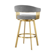 Chelsea 30" Swivel Bar Stool with Gold Brushed Stainless Steel and Anchor Gray Fabric - Furniture City (CA)l