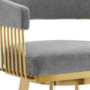 Chelsea 30" Swivel Bar Stool with Gold Brushed Stainless Steel and Anchor Gray Fabric - Furniture City (CA)l