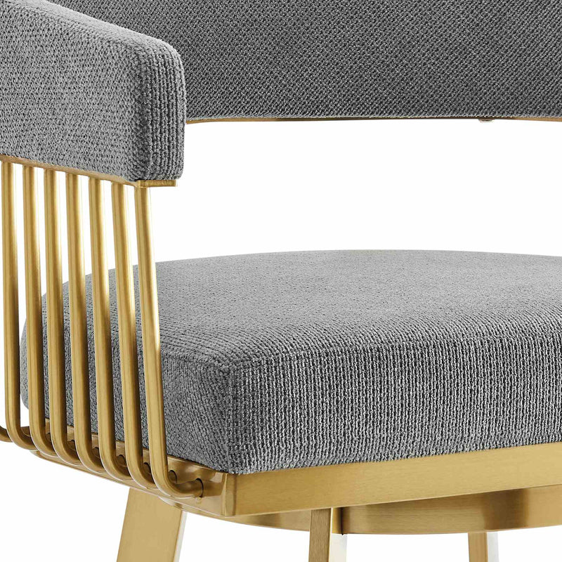 Chelsea 30" Swivel Bar Stool with Gold Brushed Stainless Steel and Anchor Gray Fabric - Furniture City (CA)l