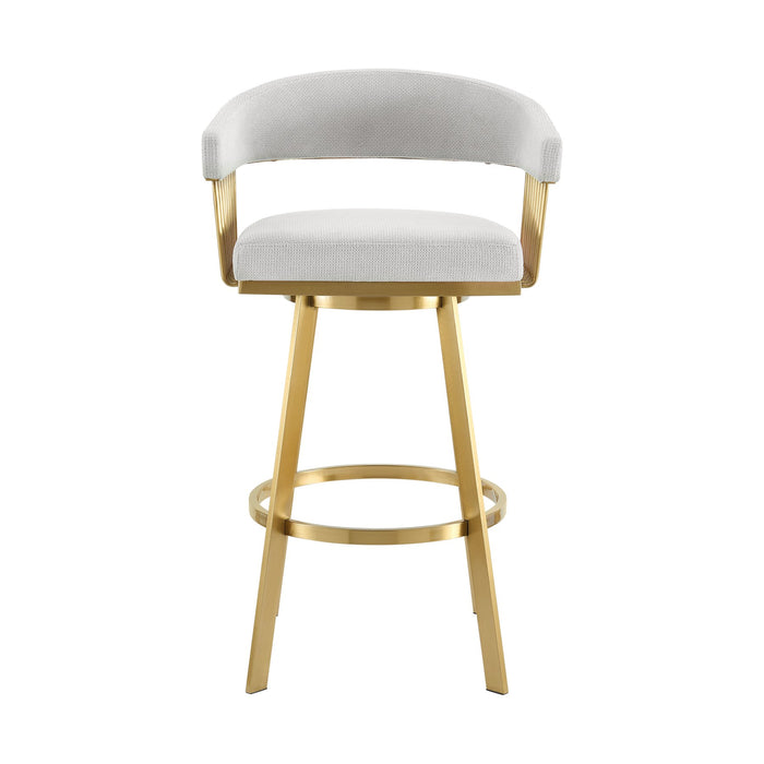 Chelsea 26" Swivel Counter Stool with Gold Brushed Stainless Steel and Silver Fabric