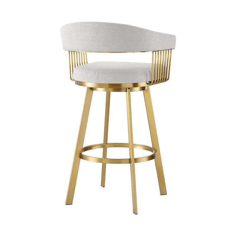 Chelsea 26" Swivel Counter Stool with Gold Brushed Stainless Steel and Silver Fabric - Furniture City (CA)l
