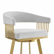 Chelsea 26" Swivel Counter Stool with Gold Brushed Stainless Steel and Silver Fabric - Furniture City (CA)l