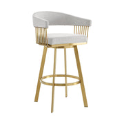 Chelsea 30" Swivel Bar Stool with Gold Brushed Stainless Steel and Silver Fabric - Furniture City (CA)l