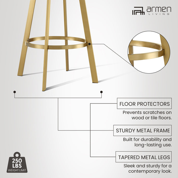 Chelsea 30" Swivel Bar Stool with Gold Brushed Stainless Steel and Silver Fabric