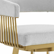 Chelsea 30" Swivel Bar Stool with Gold Brushed Stainless Steel and Silver Fabric - Furniture City (CA)l