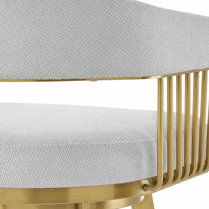 Chelsea 30" Swivel Bar Stool with Gold Brushed Stainless Steel and Silver Fabric