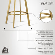 Chelsea 26" Swivel Counter Stool with Gold Brushed Stainless Steel and Taupe Fabric - Furniture City (CA)l