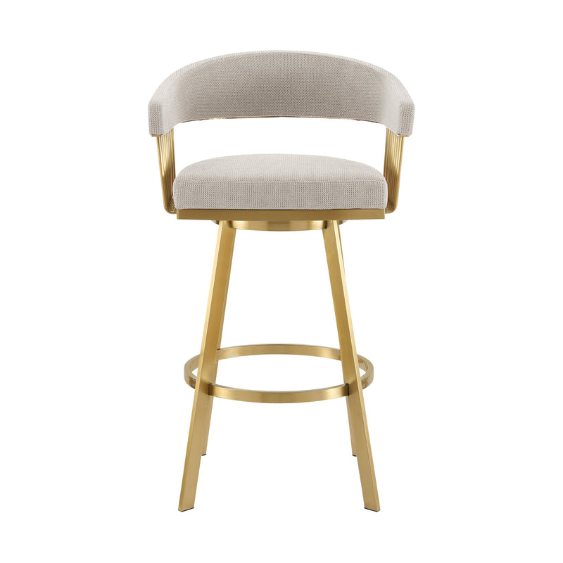 Chelsea 26" Swivel Counter Stool with Gold Brushed Stainless Steel and Taupe Fabric - Furniture City (CA)l