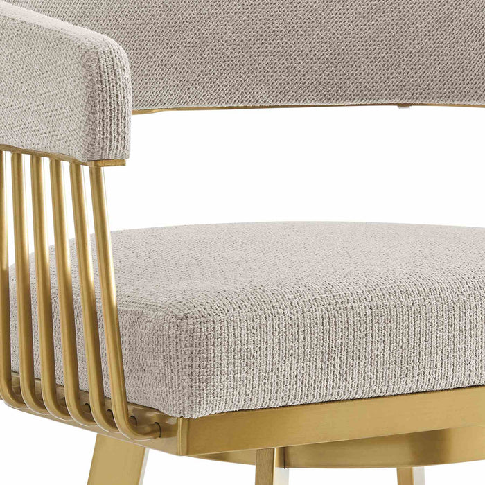 Chelsea 26" Swivel Counter Stool with Gold Brushed Stainless Steel and Taupe Fabric