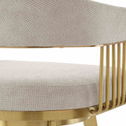 Chelsea 30" Swivel Bar Stool with Gold Brushed Stainless Steel and Taupe Fabric - Furniture City (CA)l