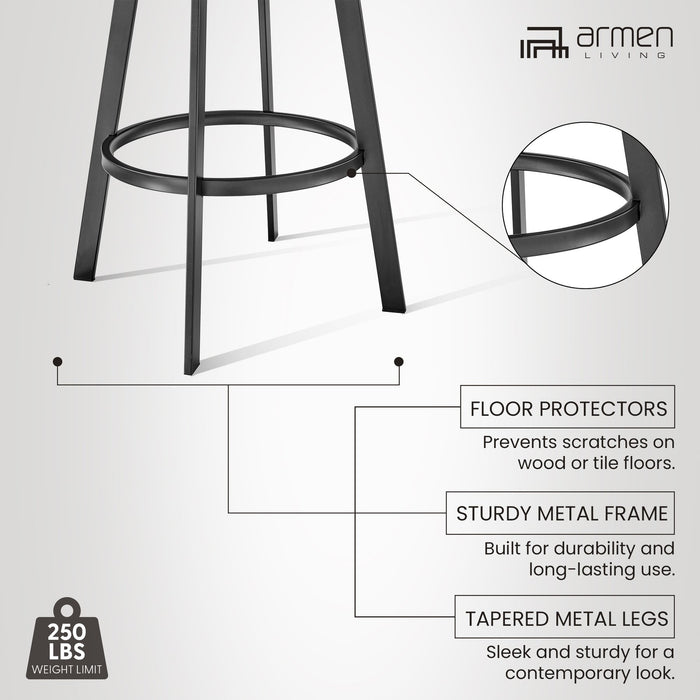 Chelsea 25" Swivel Counter Stool with Matte Black Finish and Black Faux Leather