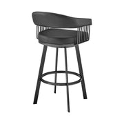 Chelsea 25" Swivel Counter Stool with Matte Black Finish and Black Faux Leather - Furniture City (CA)l