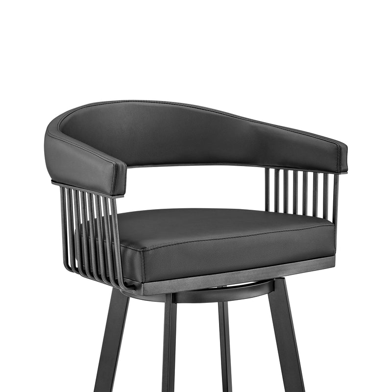 Chelsea 25" Swivel Counter Stool with Matte Black Finish and Black Faux Leather - Furniture City (CA)l