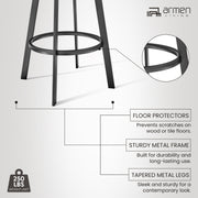 Chelsea 29" Swivel Bar Stool with Matte Black Finish and Black Faux Leather - Furniture City (CA)l