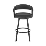 Chelsea 29" Swivel Bar Stool with Matte Black Finish and Black Faux Leather - Furniture City (CA)l