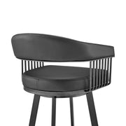 Chelsea 29" Swivel Bar Stool with Matte Black Finish and Black Faux Leather - Furniture City (CA)l