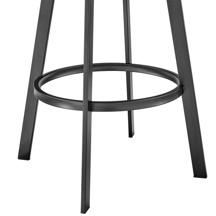 Chelsea 29" Swivel Bar Stool with Matte Black Finish and Black Faux Leather