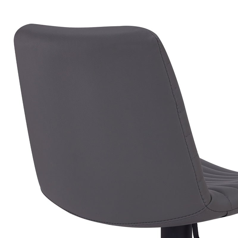 Carson Contemporary Adjustable Barstool in Black Powder Coated Finish and Gray Faux Leather - Furniture City (CA)l