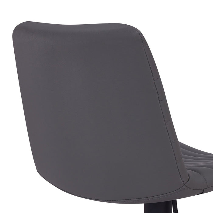 Carson Contemporary Adjustable Barstool in Black Powder Coated Finish and Gray Faux Leather