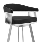 Chelsea 25" Swivel Counter Stool with Brushed Stainless Steel and Black Faux Leather - Furniture City (CA)l