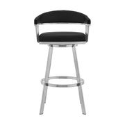Chelsea 29" Swivel Bar Stool with Brushed Stainless Steel and Black Faux Leather - Furniture City (CA)l
