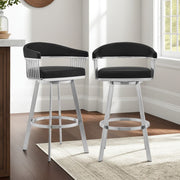 Chelsea 29" Swivel Bar Stool with Brushed Stainless Steel and Black Faux Leather - Furniture City (CA)l