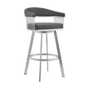 Chelsea 29" Gray Faux Leather and Brushed Stainless Steel Swivel Bar Stool - Furniture City (CA)l