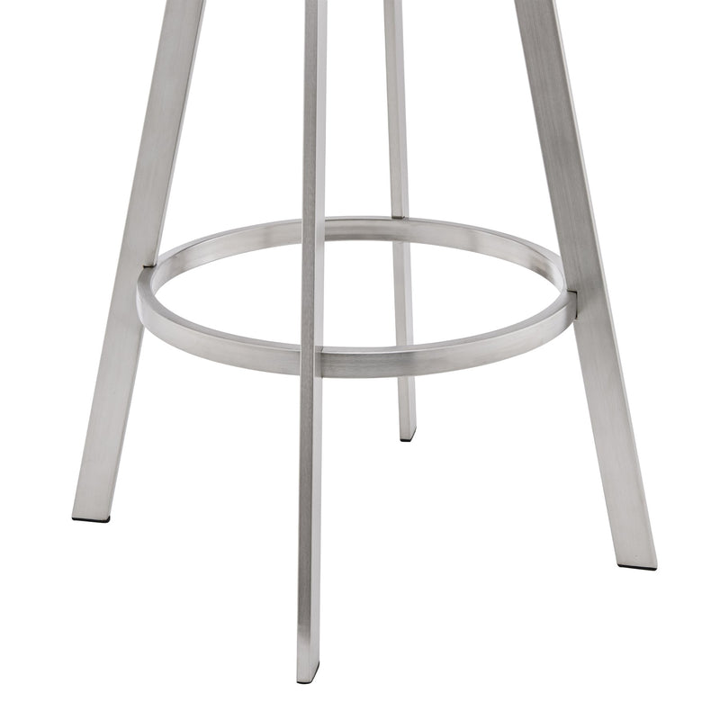 Chelsea 29" Gray Faux Leather and Brushed Stainless Steel Swivel Bar Stool - Furniture City (CA)l