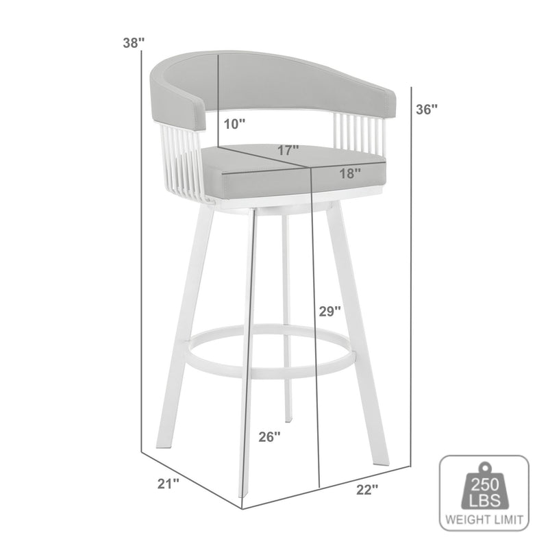 Chelsea 29" Gray Faux Leather and Brushed Stainless Steel Swivel Bar Stool - Furniture City (CA)l