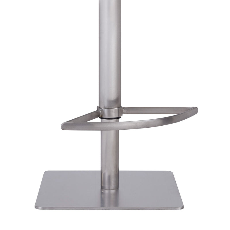Carson Contemporary Adjustable Barstool in Brushed Stainless Steel Finish and White Faux Leather - Furniture City (CA)l