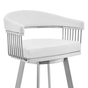 Chelsea 25" Swivel Counter Stool with Brushed Stainless Steel and White Faux Leather - Furniture City (CA)l