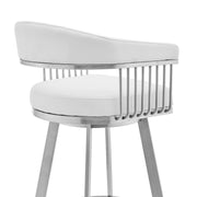Chelsea 25" Swivel Counter Stool with Brushed Stainless Steel and White Faux Leather - Furniture City (CA)l