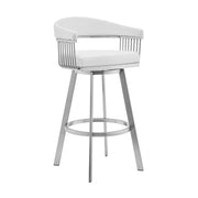 Chelsea 29" Swivel Bar Stool with Brushed Stainless Steel and White Faux Leather - Furniture City (CA)l