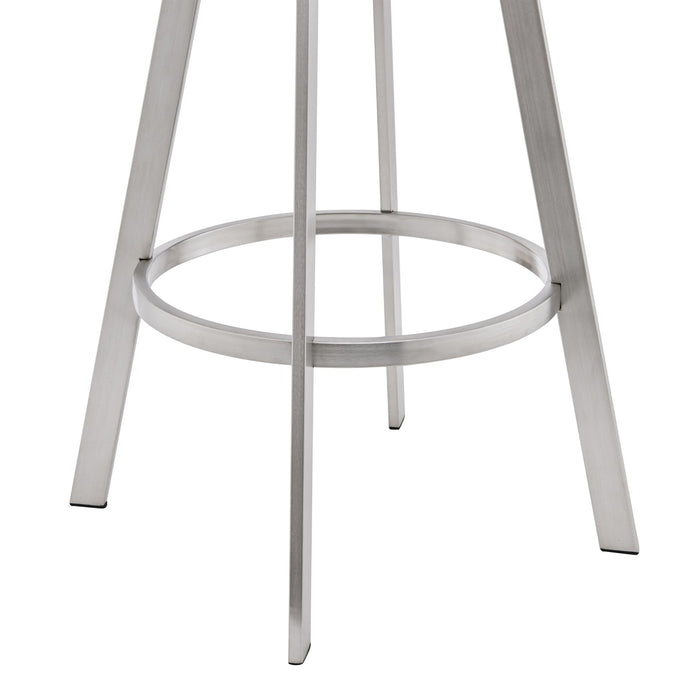 Chelsea 29" Swivel Bar Stool with Brushed Stainless Steel and White Faux Leather