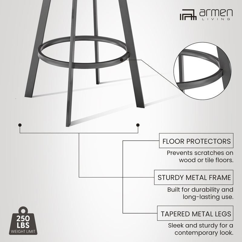 Chelsea 25" Swivel Counter Stool with Java Silver Finish and Chocolate Faux Leather - Furniture City (CA)l