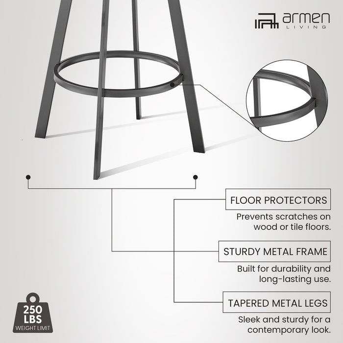 Chelsea 25" Swivel Counter Stool with Java Silver Finish and Chocolate Faux Leather