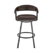 Chelsea 25" Swivel Counter Stool with Java Silver Finish and Chocolate Faux Leather - Furniture City (CA)l