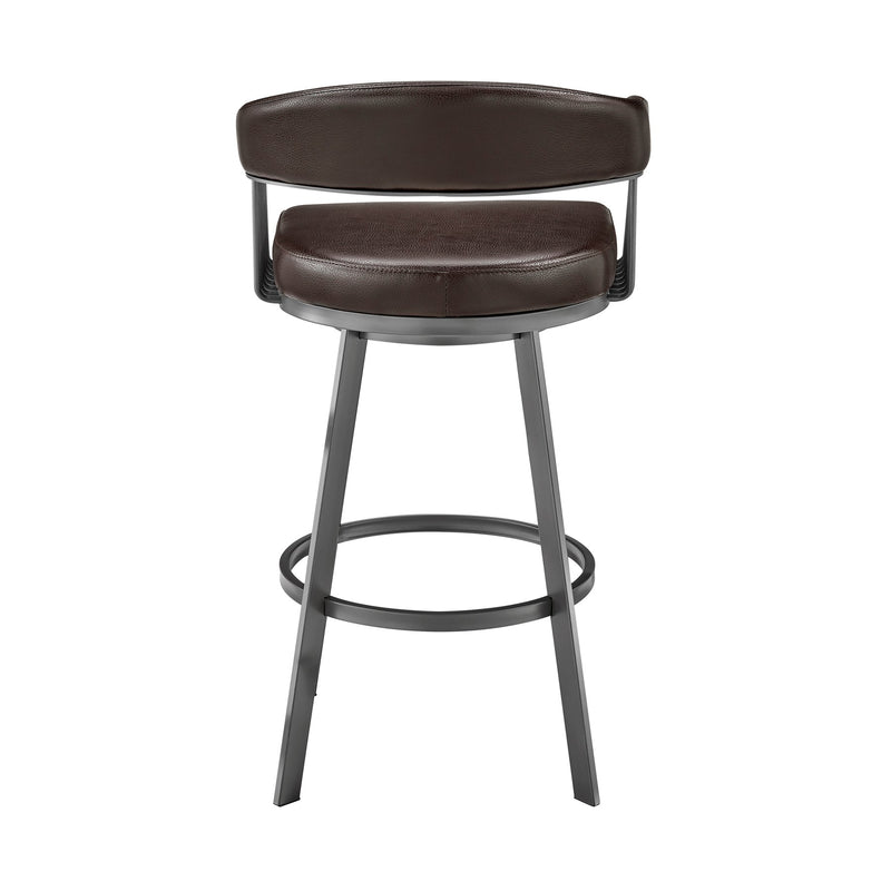 Chelsea 25" Swivel Counter Stool with Java Silver Finish and Chocolate Faux Leather - Furniture City (CA)l