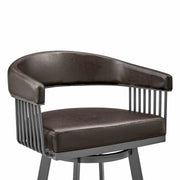 Chelsea 25" Swivel Counter Stool with Java Silver Finish and Chocolate Faux Leather - Furniture City (CA)l