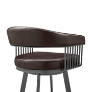 Chelsea 25" Swivel Counter Stool with Java Silver Finish and Chocolate Faux Leather - Furniture City (CA)l
