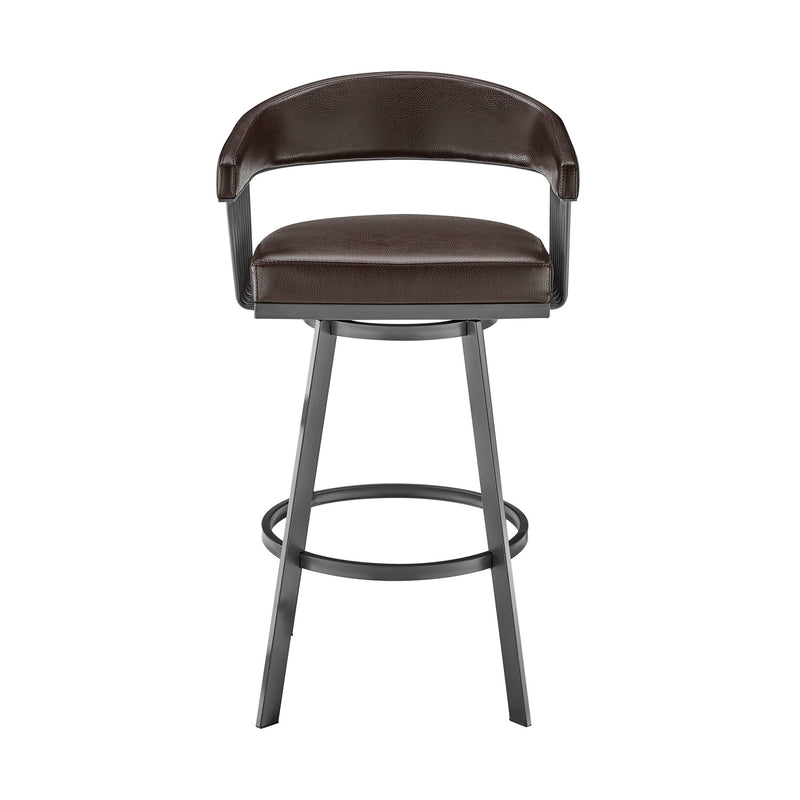 Chelsea 29" Swivel Bar Stool with Java Silver Finish and Chocolate Faux Leather - Furniture City (CA)l