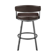 Chelsea 29" Swivel Bar Stool with Java Silver Finish and Chocolate Faux Leather - Furniture City (CA)l