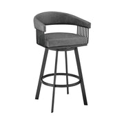 Chelsea 25" Swivel Counter Stool with Matte Black Finish and Vintage Gray Faux Leather - Furniture City (CA)l