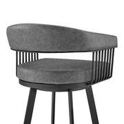 Chelsea 29" Swivel Bar Stool with Matte Black Finish and Vintage Gray Faux Leather - Furniture City (CA)l