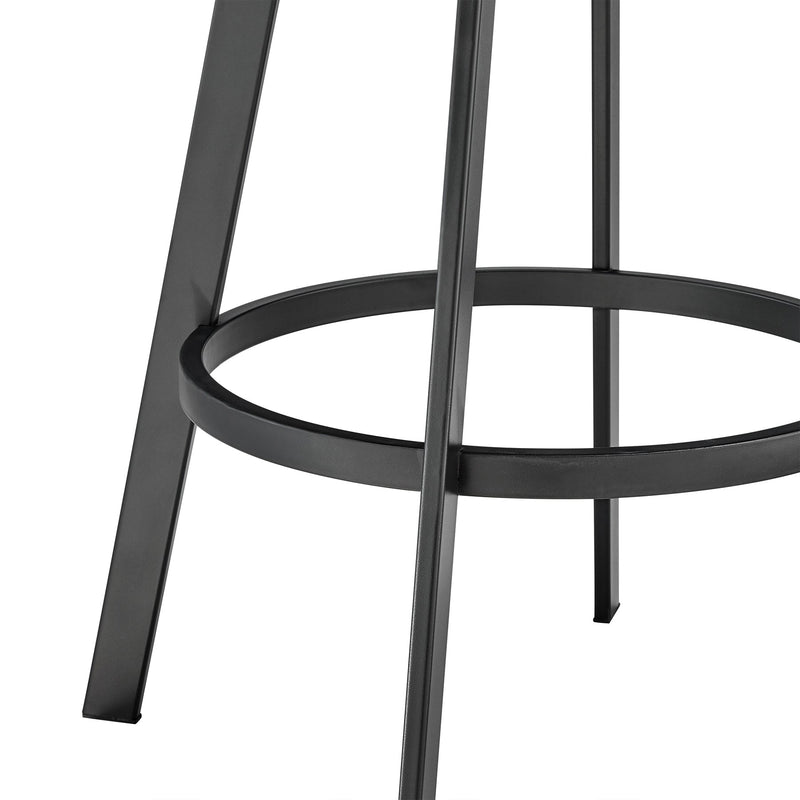 Chelsea 29" Swivel Bar Stool with Matte Black Finish and Vintage Gray Faux Leather - Furniture City (CA)l