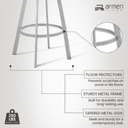 Chelsea 25" Swivel Counter Stool with Silver Metal Finish and Slate Gray Faux Leather - Furniture City (CA)l