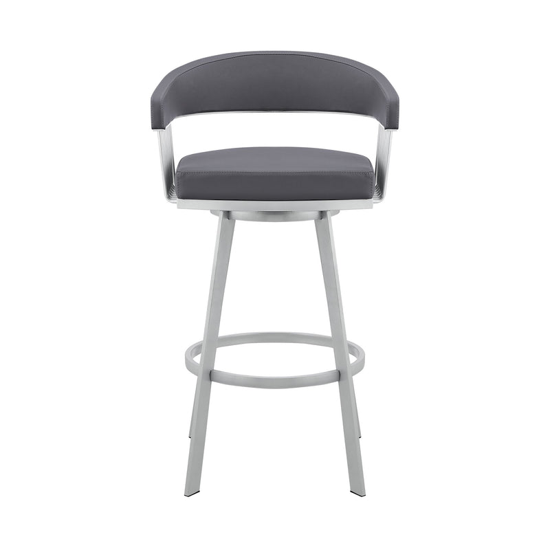 Chelsea 25" Swivel Counter Stool with Silver Metal Finish and Slate Gray Faux Leather - Furniture City (CA)l