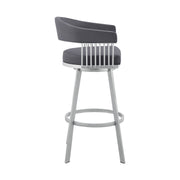 Chelsea 25" Swivel Counter Stool with Silver Metal Finish and Slate Gray Faux Leather - Furniture City (CA)l